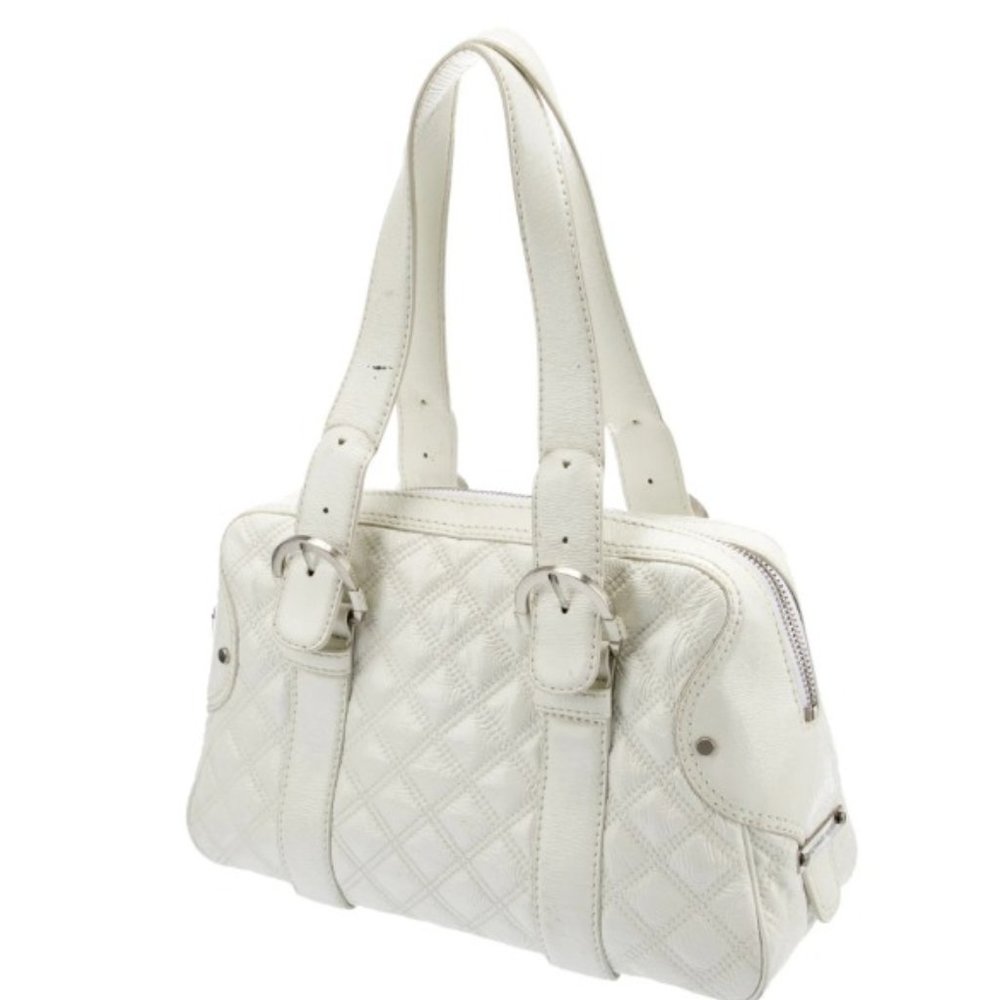 Michael Kors White Patent Leather Quilted Hand Bag - Picture 2 of 14